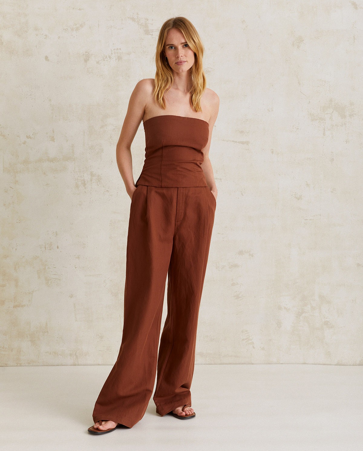 Linen suit trousers Chocolate