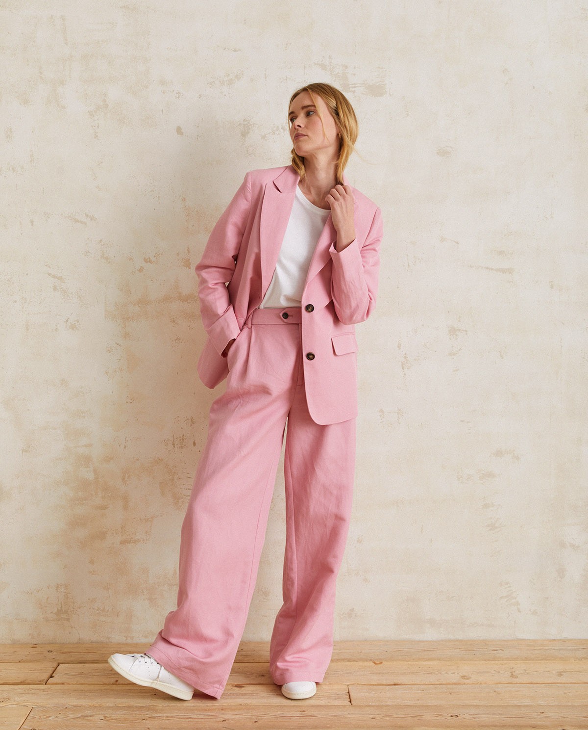 Linen suit trousers Pink 1