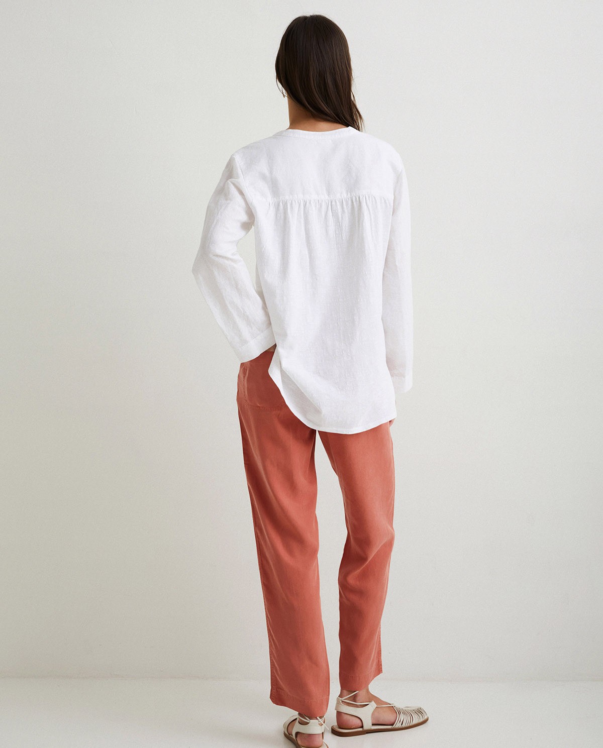 Camisa algodón lino Blanco 5