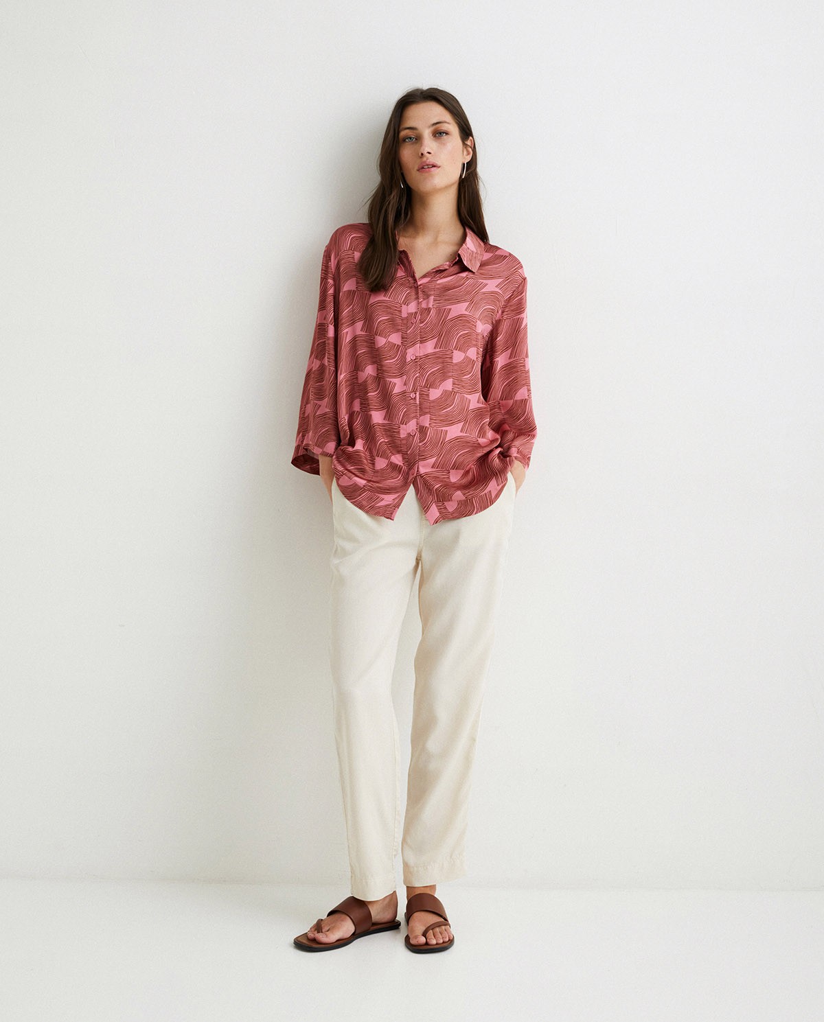 Flowy Tencel trousers Natural 3