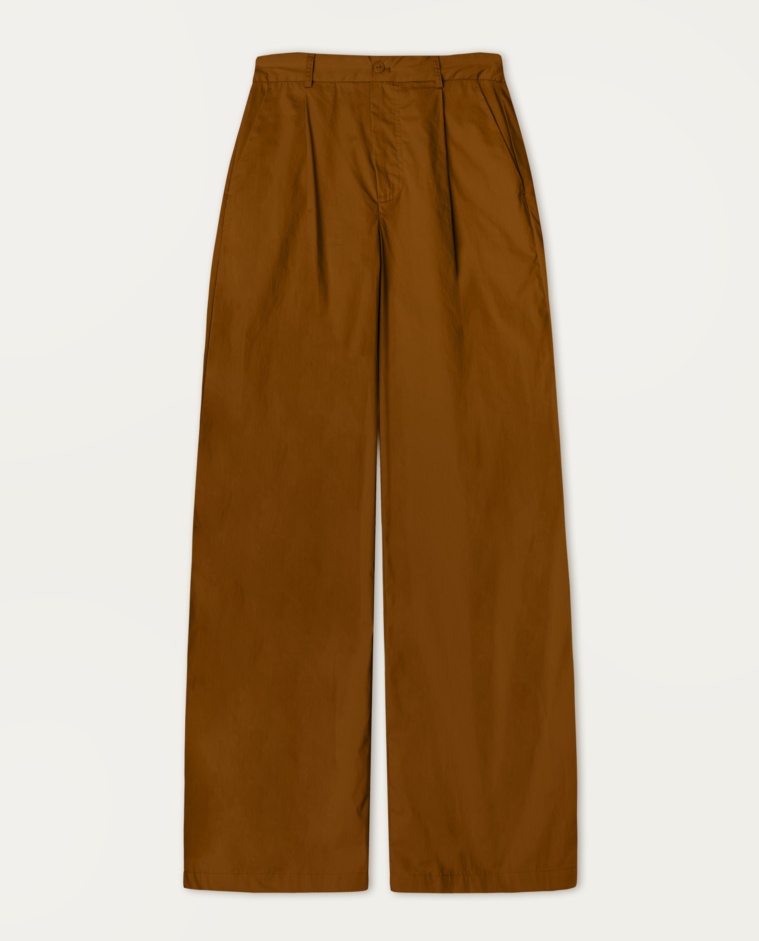 Wide-leg cotton trousers Chocolate