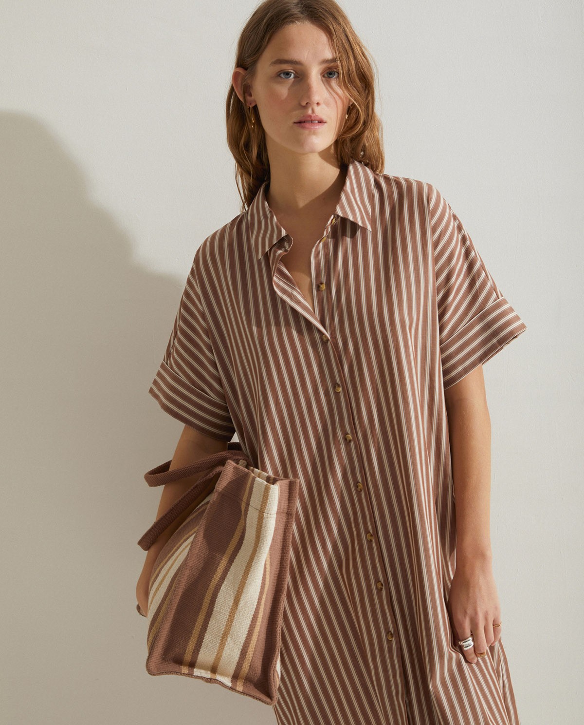 Robe-chemise en coton Chocolate stripes 5