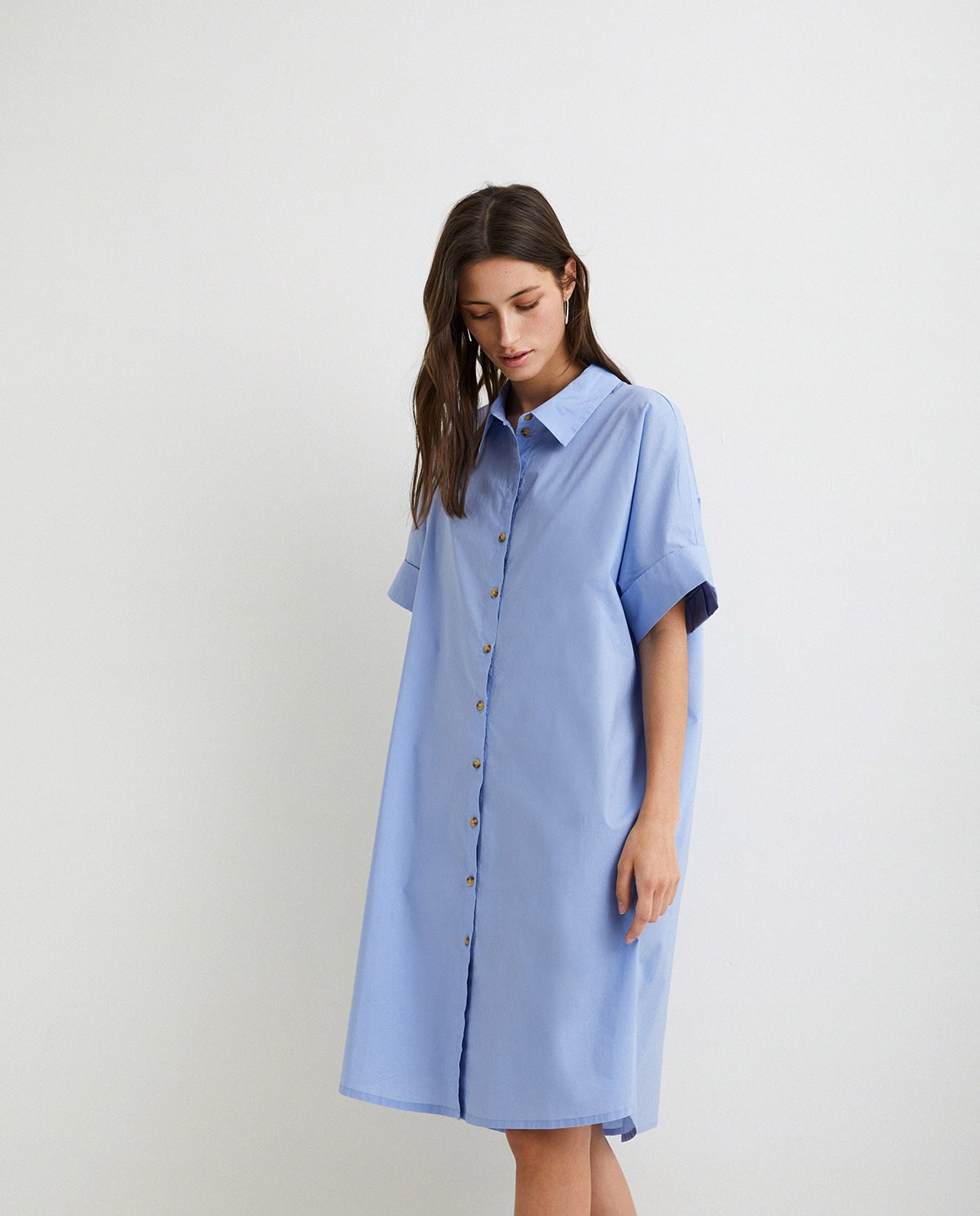 Robe-chemise en coton Bleu 3