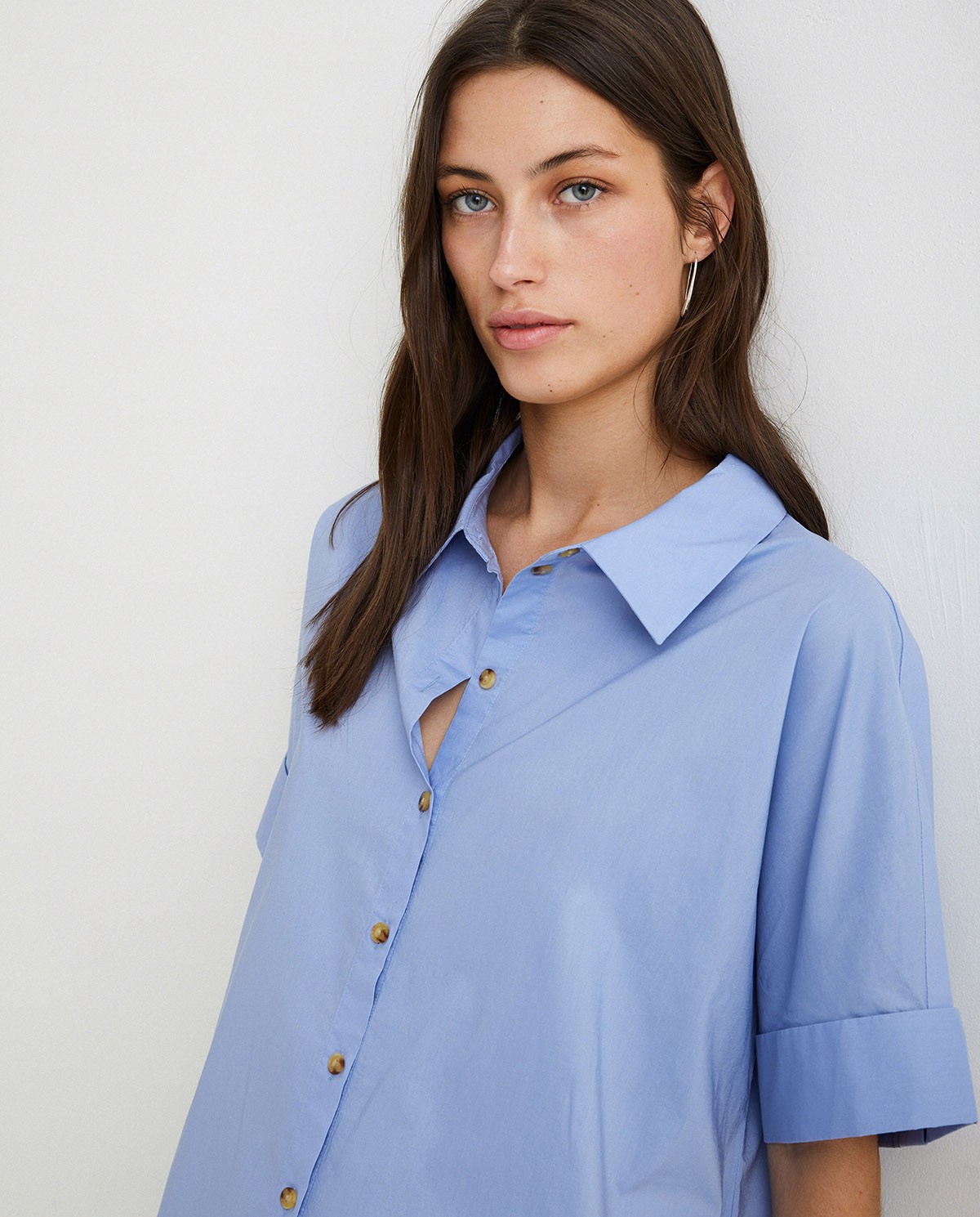 Robe-chemise en coton Bleu 1