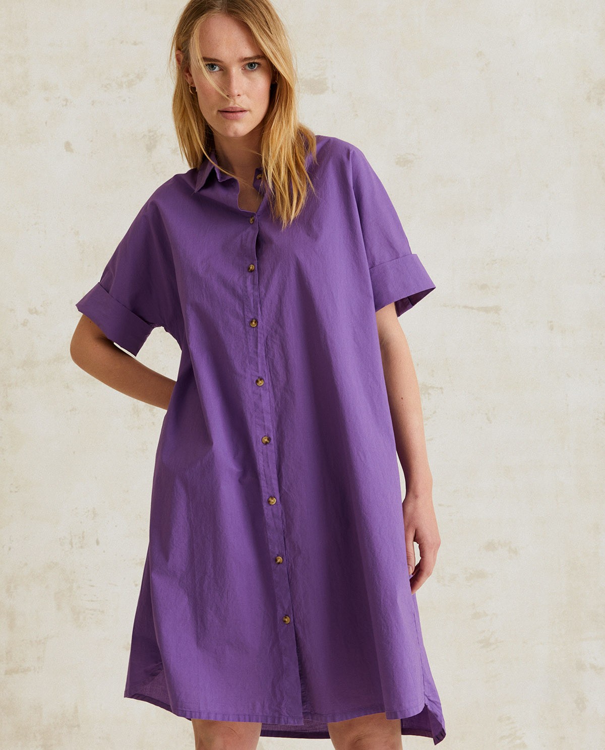 Cotton shirt dress Purple 1