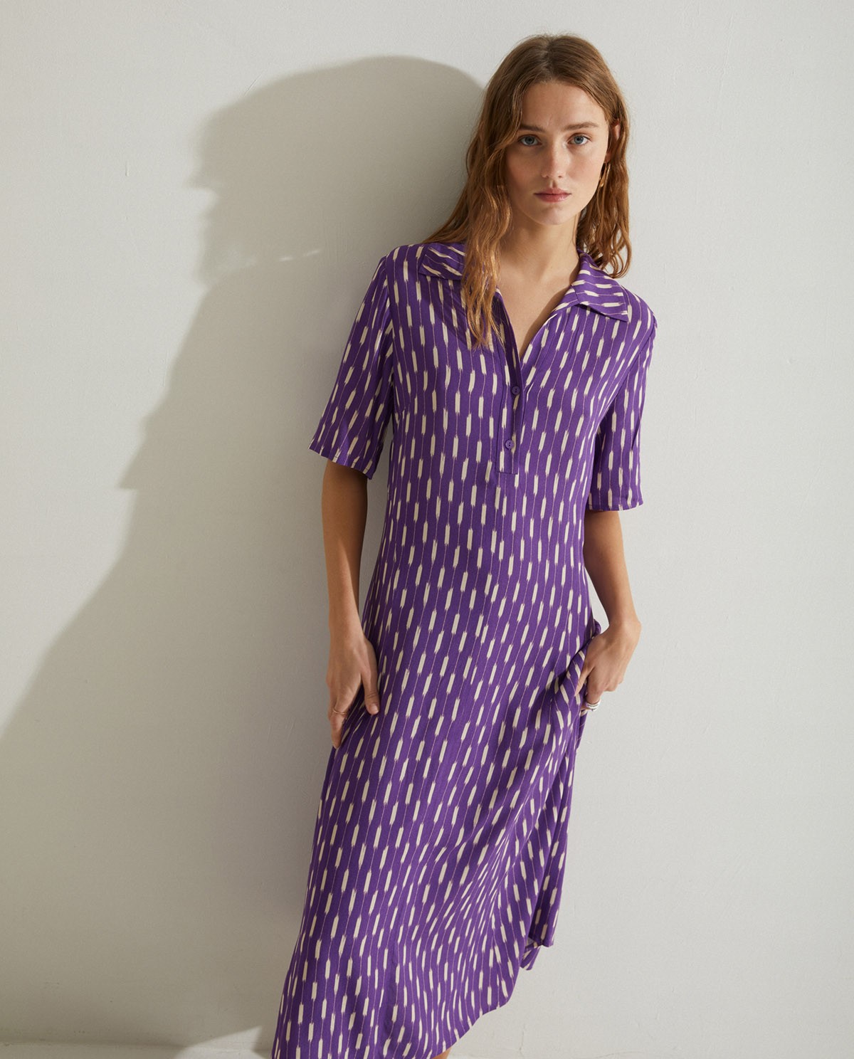 Flowy shirt dress Purple 1