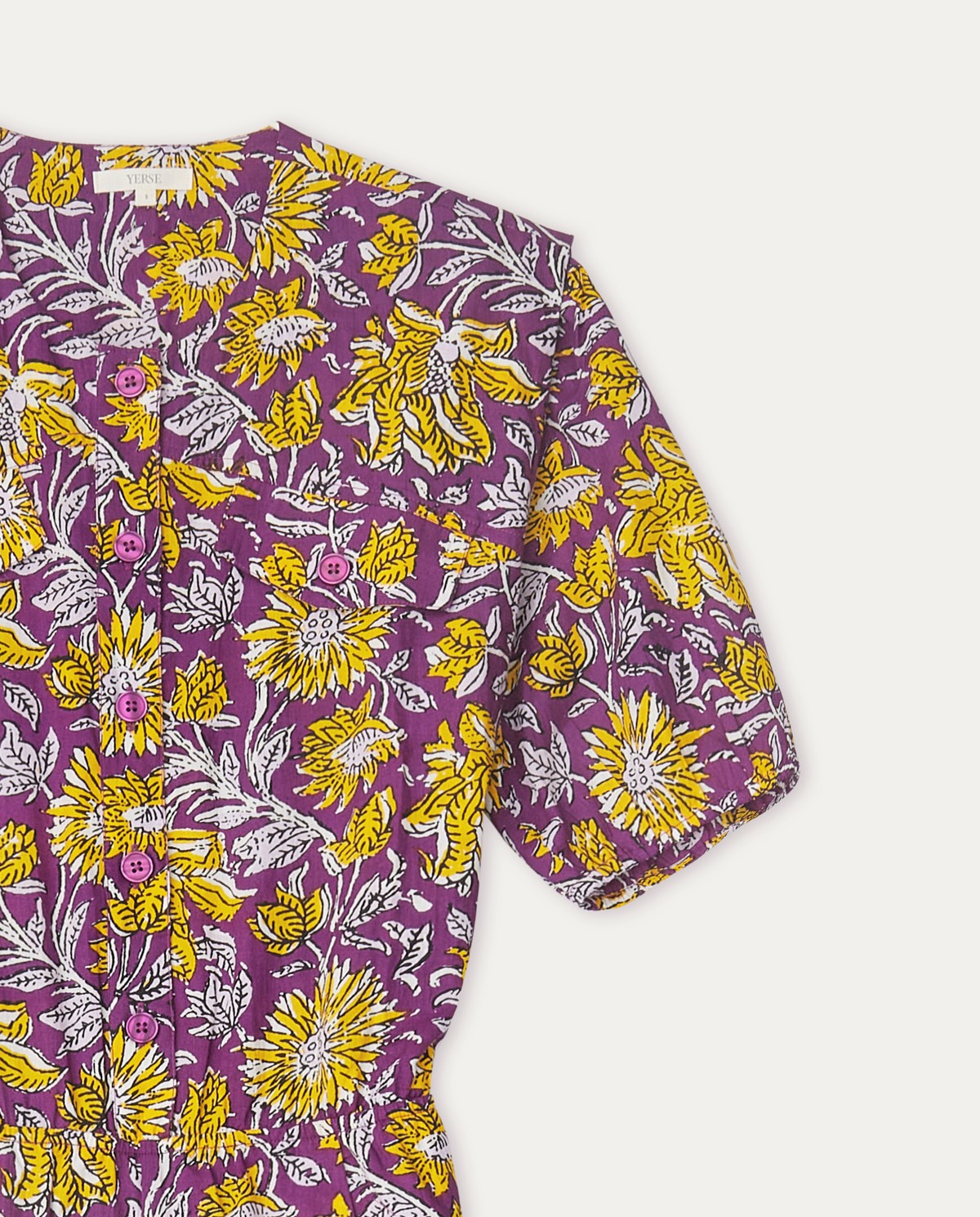Print cotton jumpsuit Purple