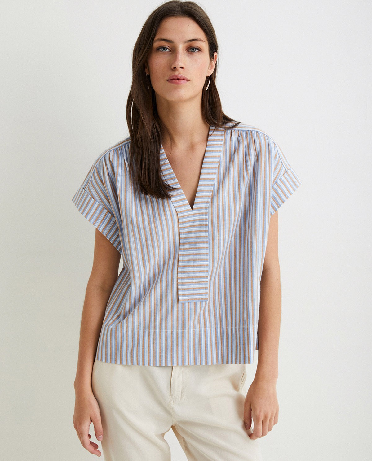 Striped cotton shirt Blue 1