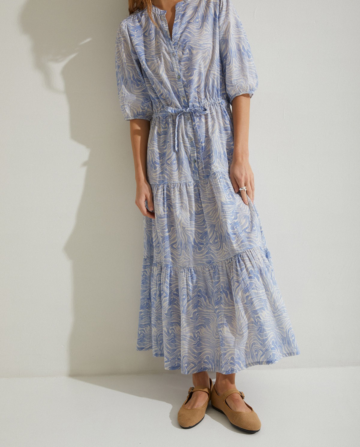 Print organic-cotton dress Blue