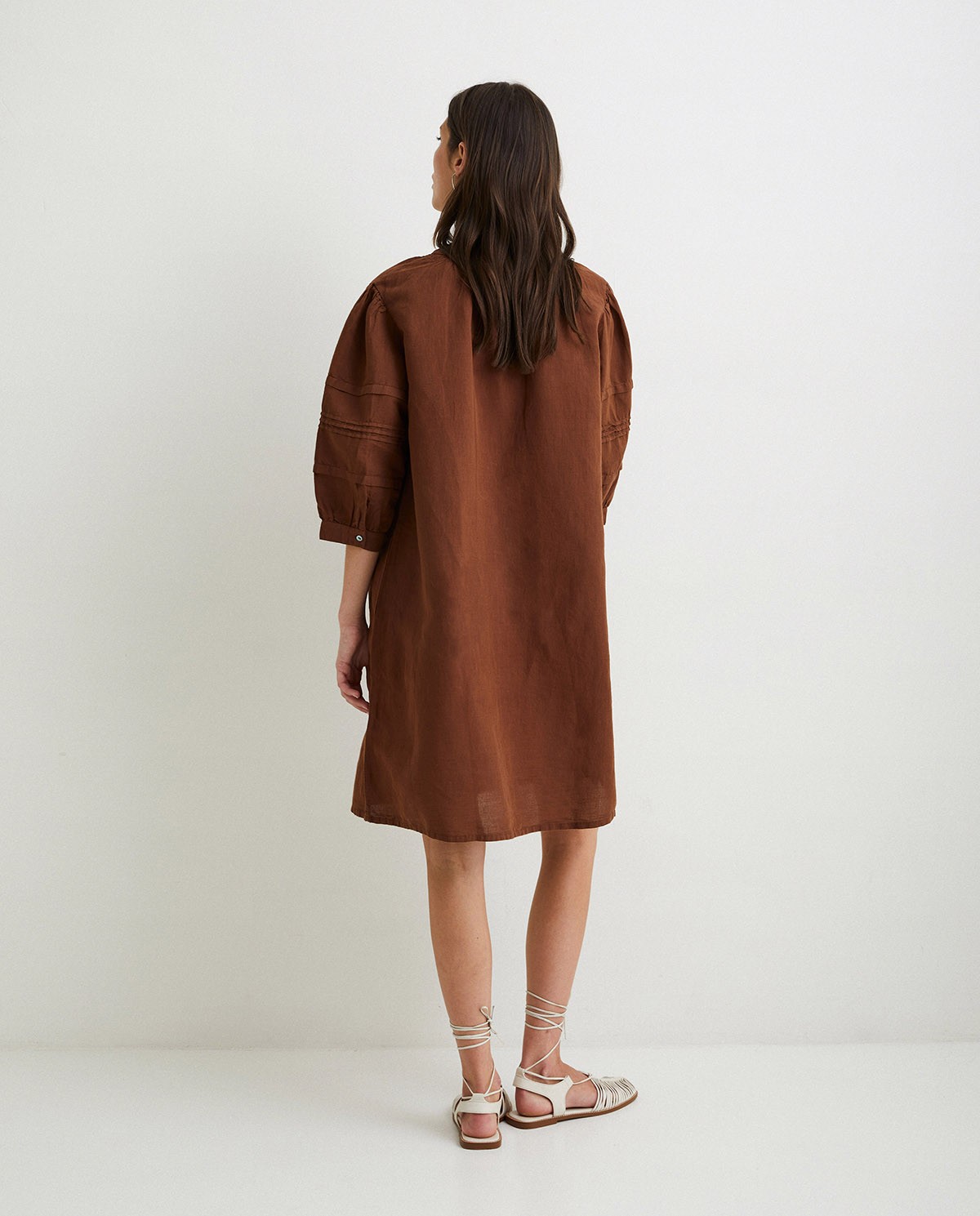 Cotton-linen dress Brown 5