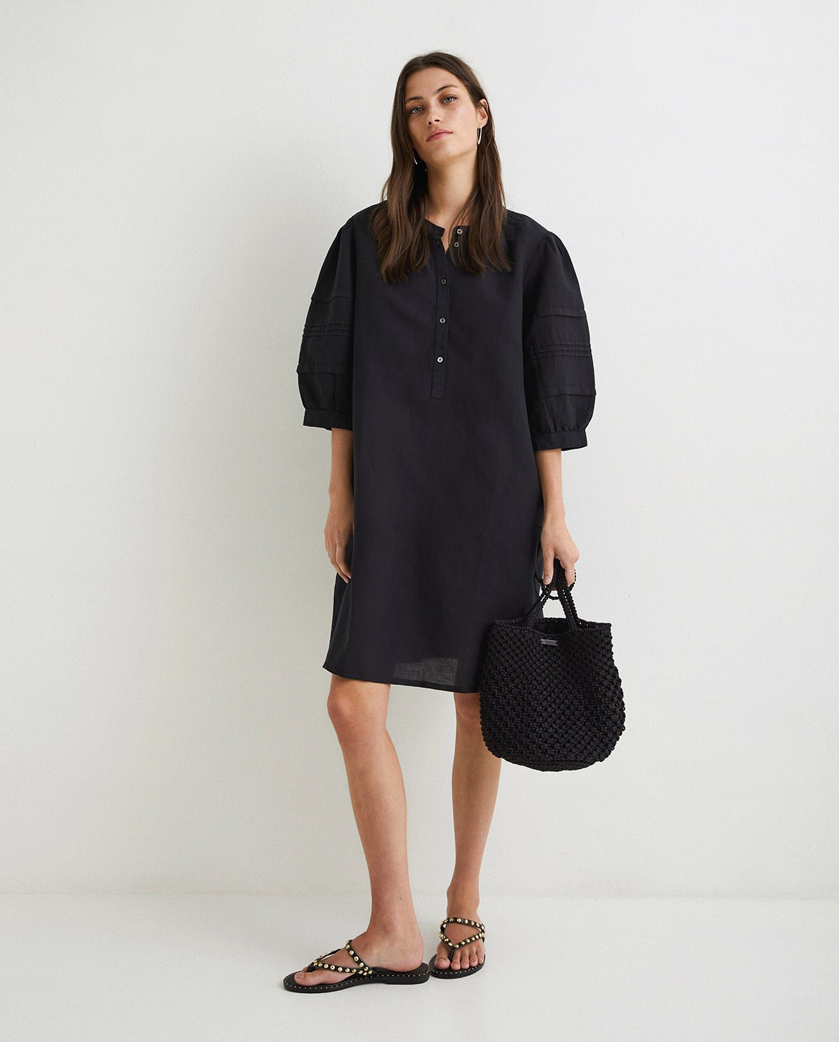 Cotton-linen dress Black 3