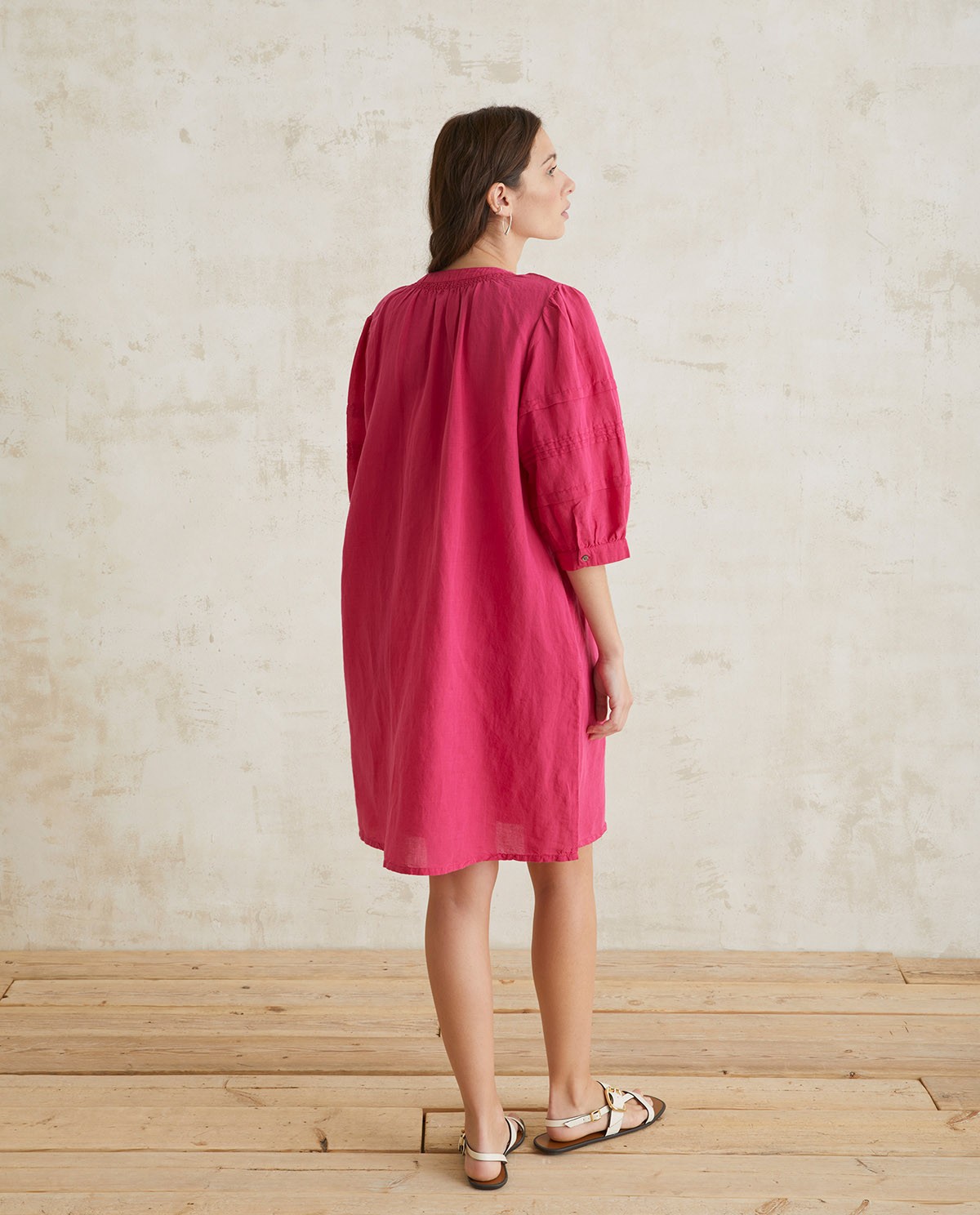 Cotton-linen dress Pink