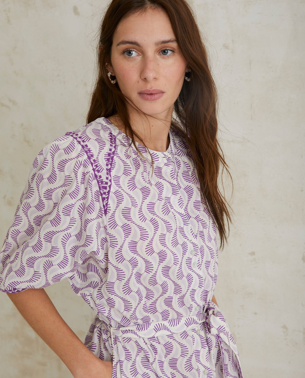 Cotton dress embroidery Purple 2