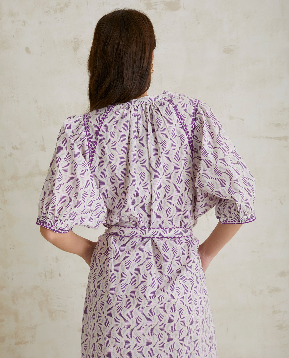 Cotton dress embroidery Purple 3
