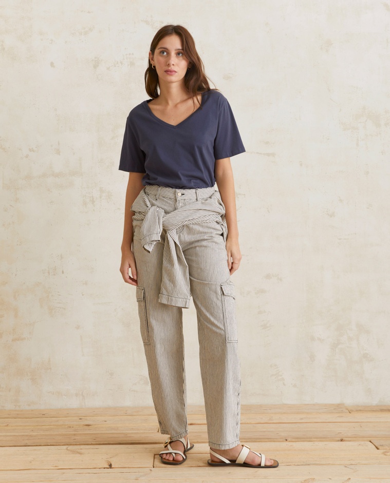 Striped cargo trousers Blue