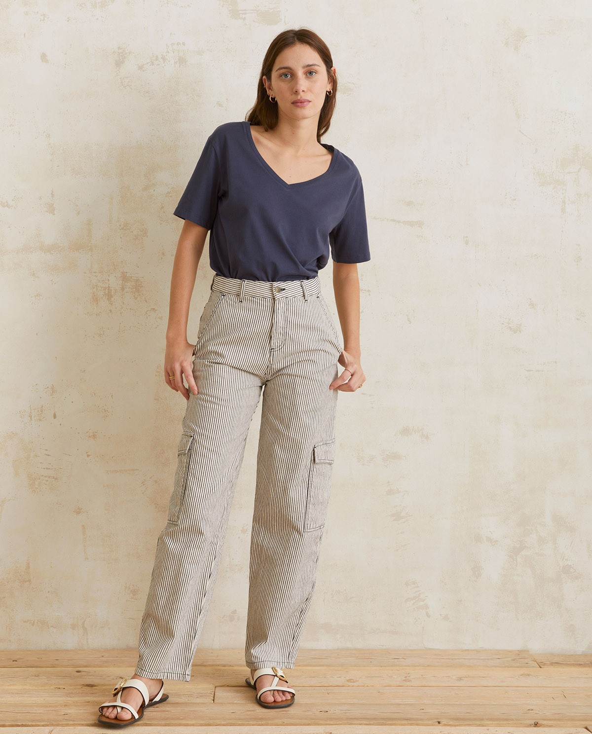 Striped cargo trousers Blue 3