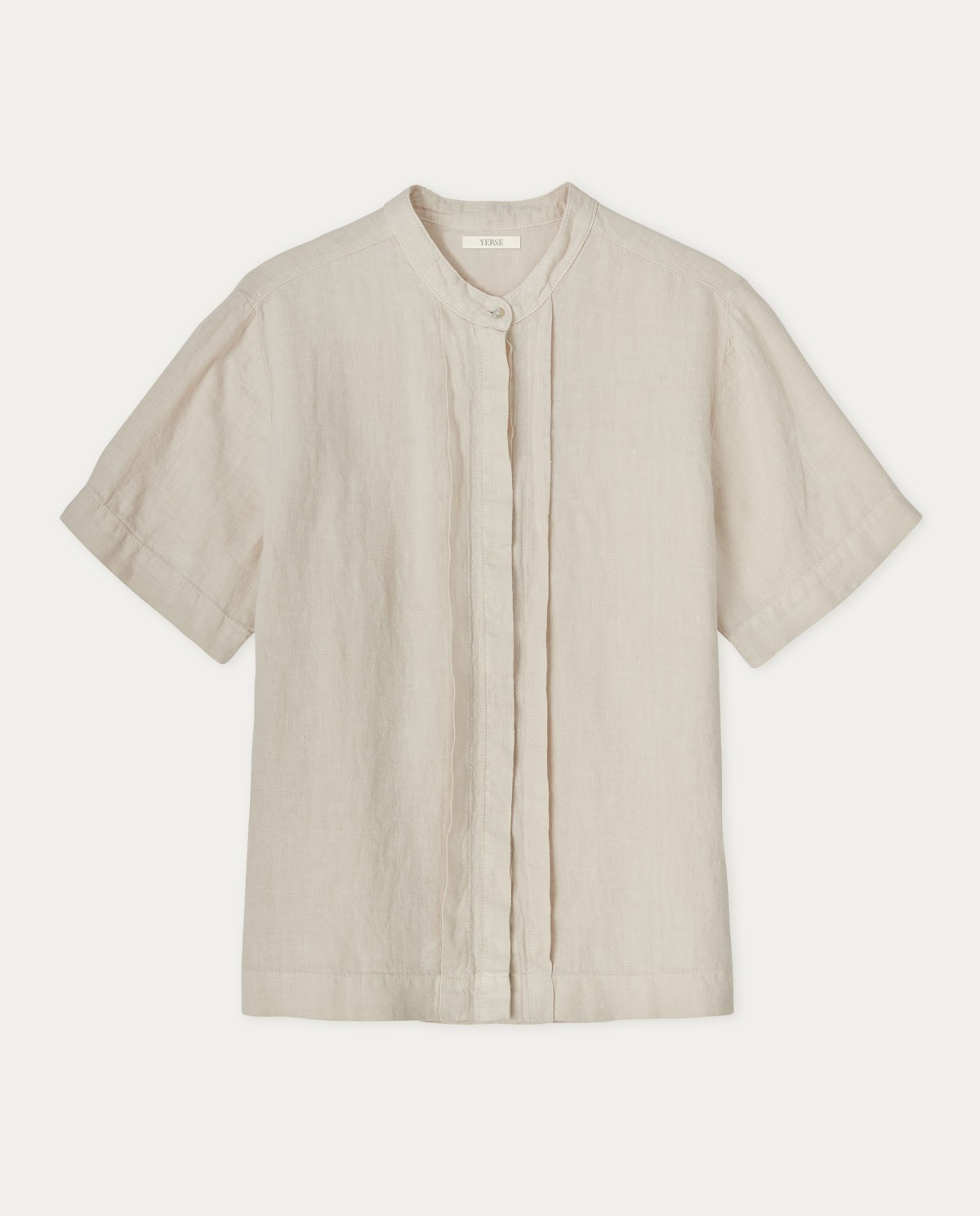 Mao-neck linen shirt Ecru 2