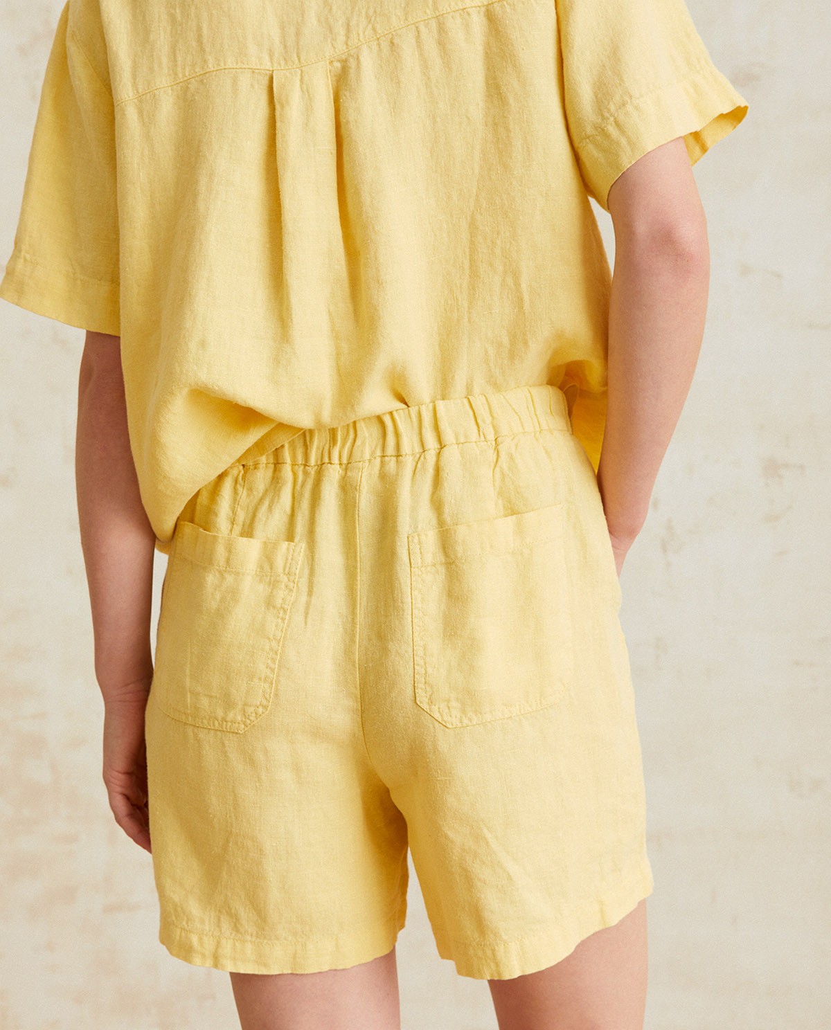 Linen shorts pockets Lemon
