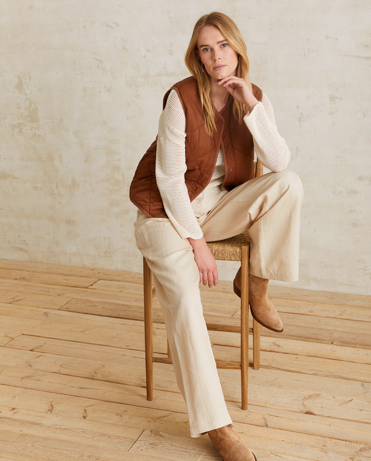 Leather cowboy boots BEIGE