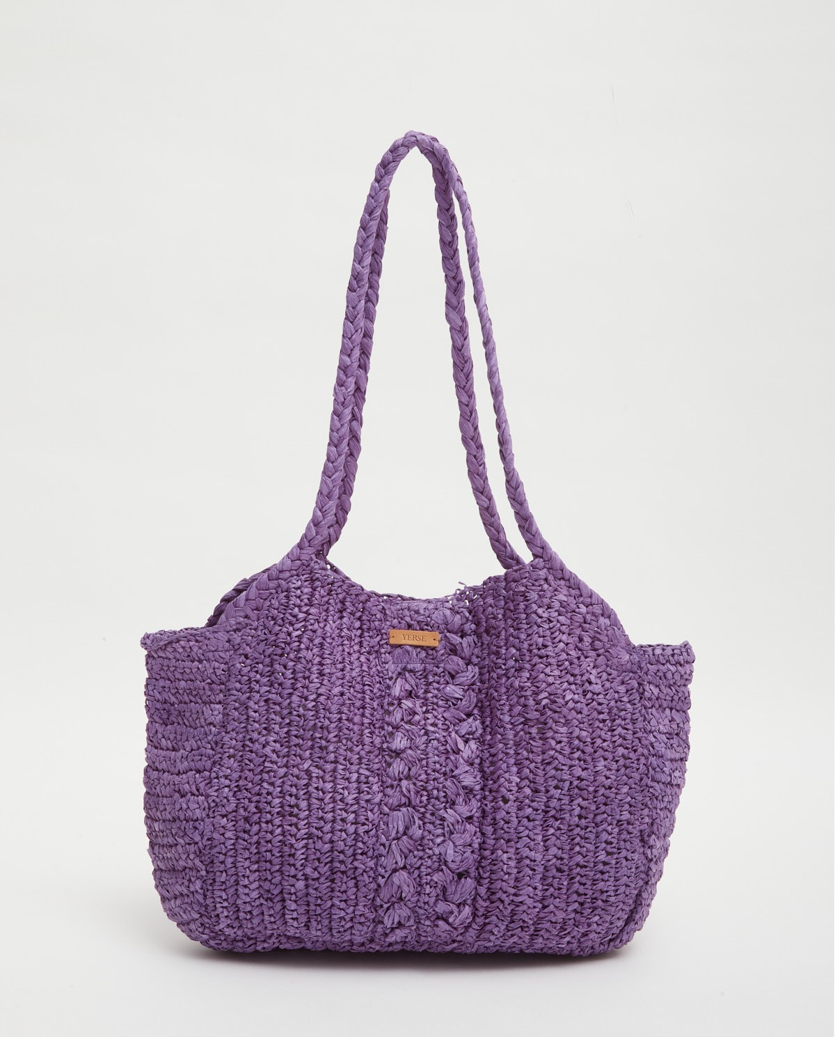 Handmade raffia bag Purple 2