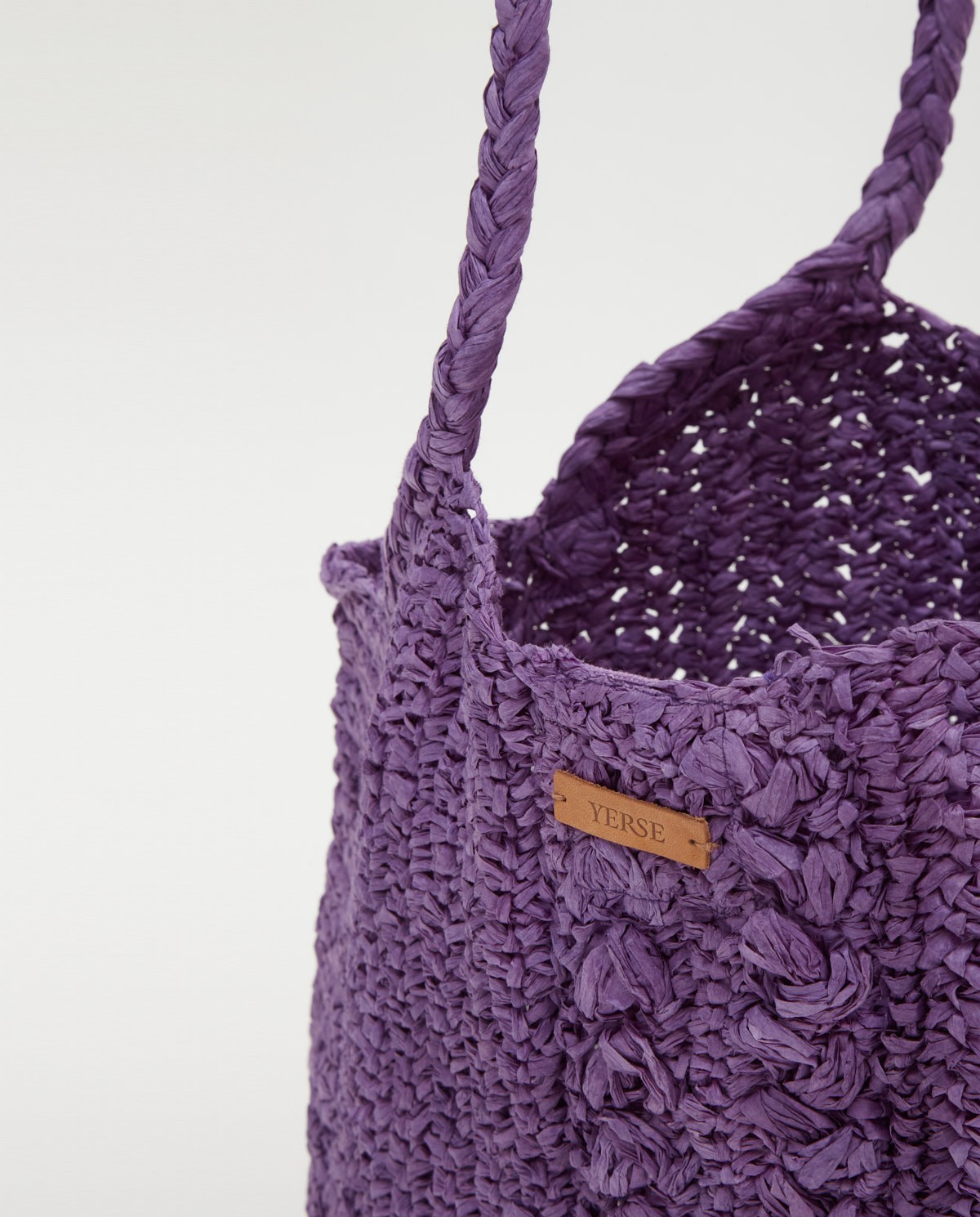 Handmade raffia bag Purple 4