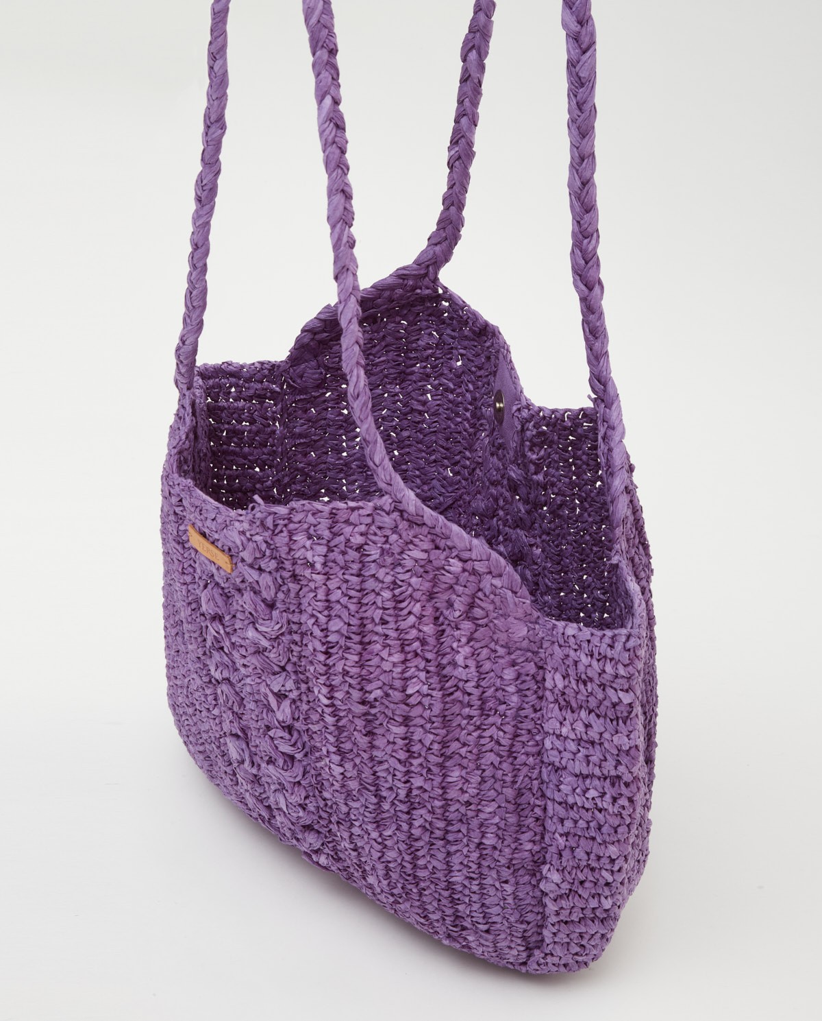 Handmade raffia bag Purple 5