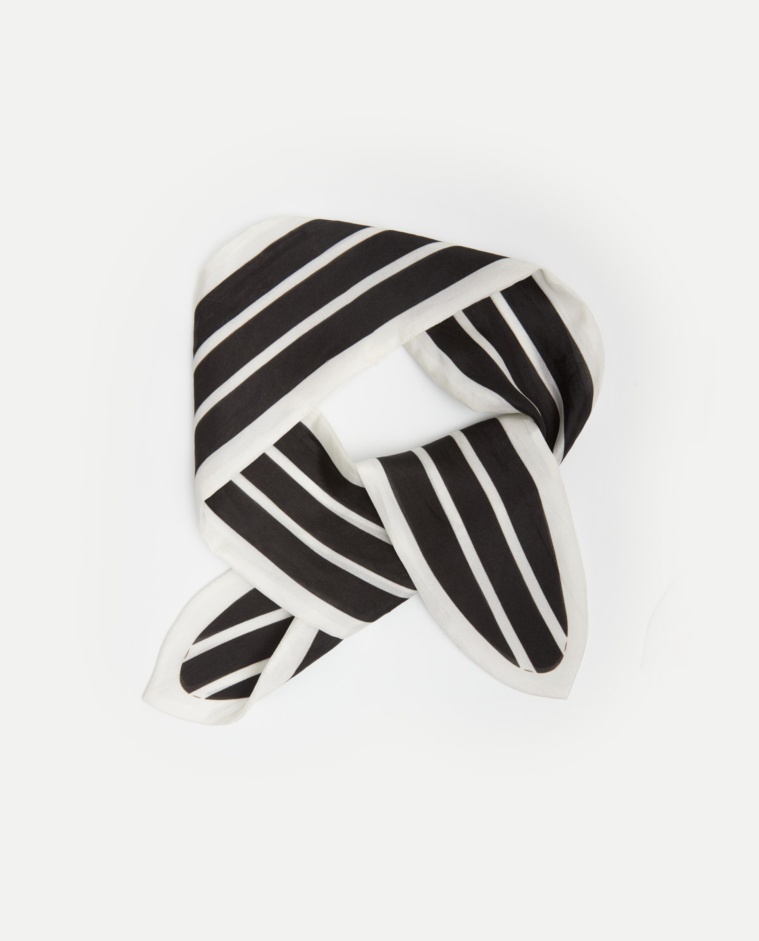 Striped silk scarf Black