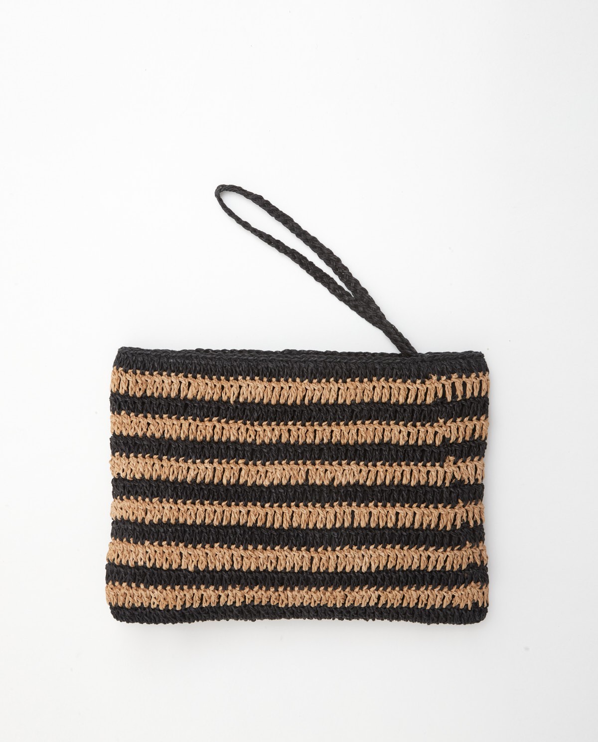 Striped raffia pouch bag BEIGE 4