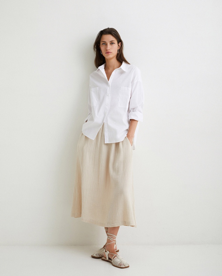 Cotton long skirt Beige