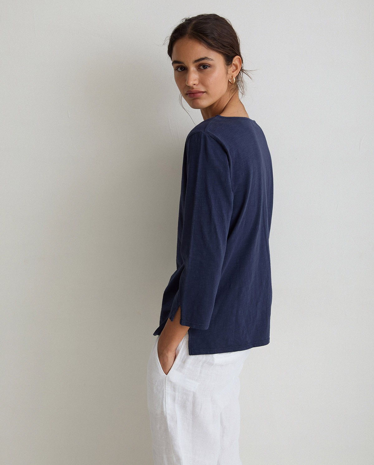 french sleeve t-shirt Navy 2