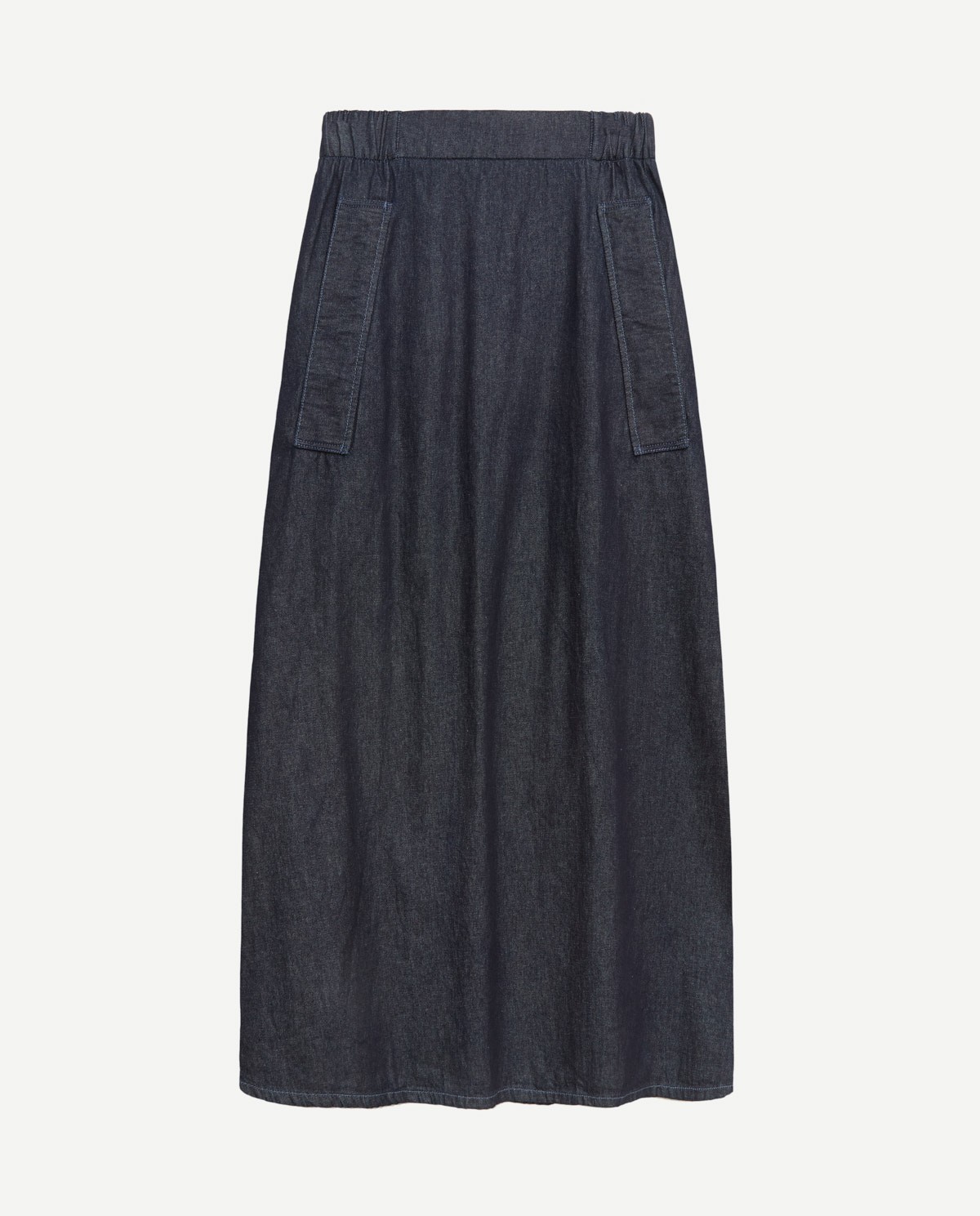 Long 100% cotton skirt dark blue