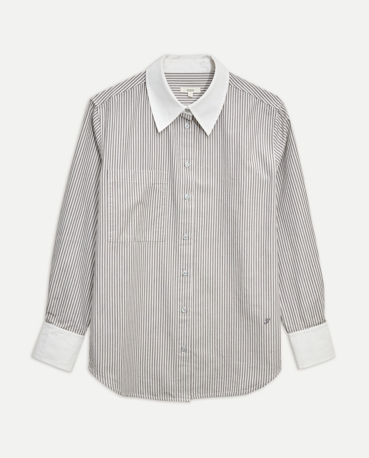 Camisa 100% algodón rayas gris claro