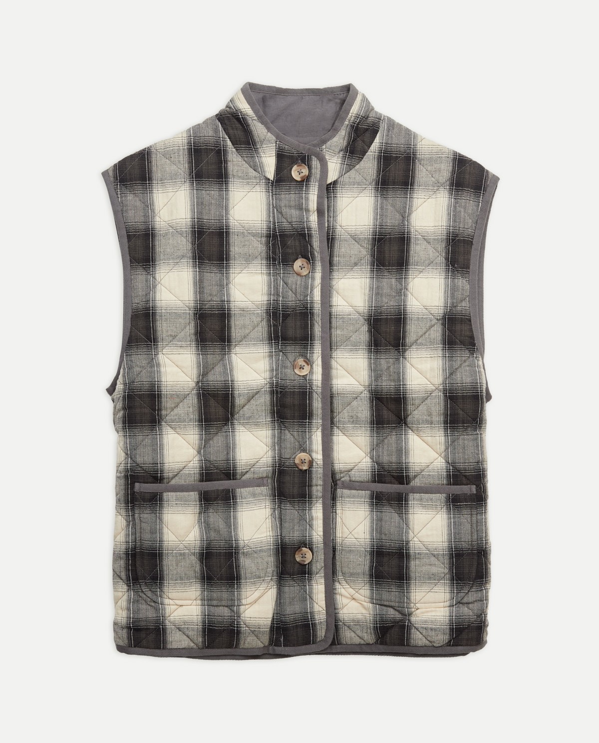 Quilted Plaid Vest black