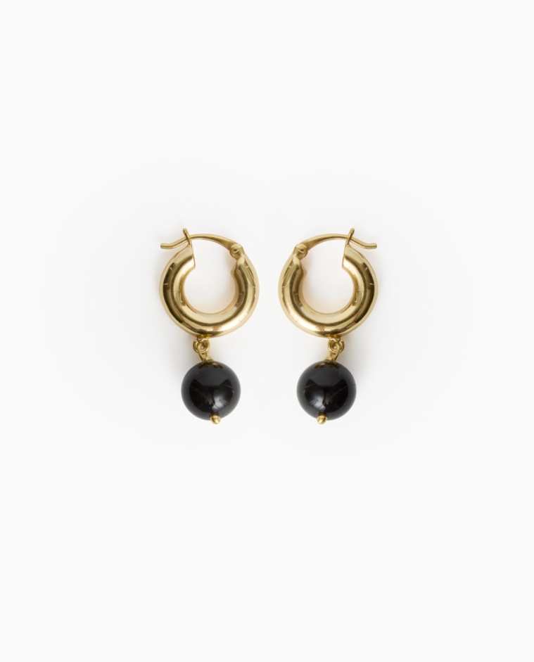 Black ball earrings