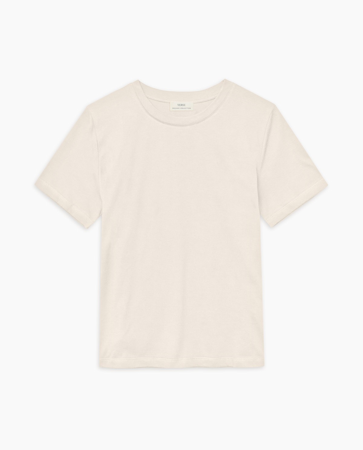 Camiseta básica cuello redondo beige 6