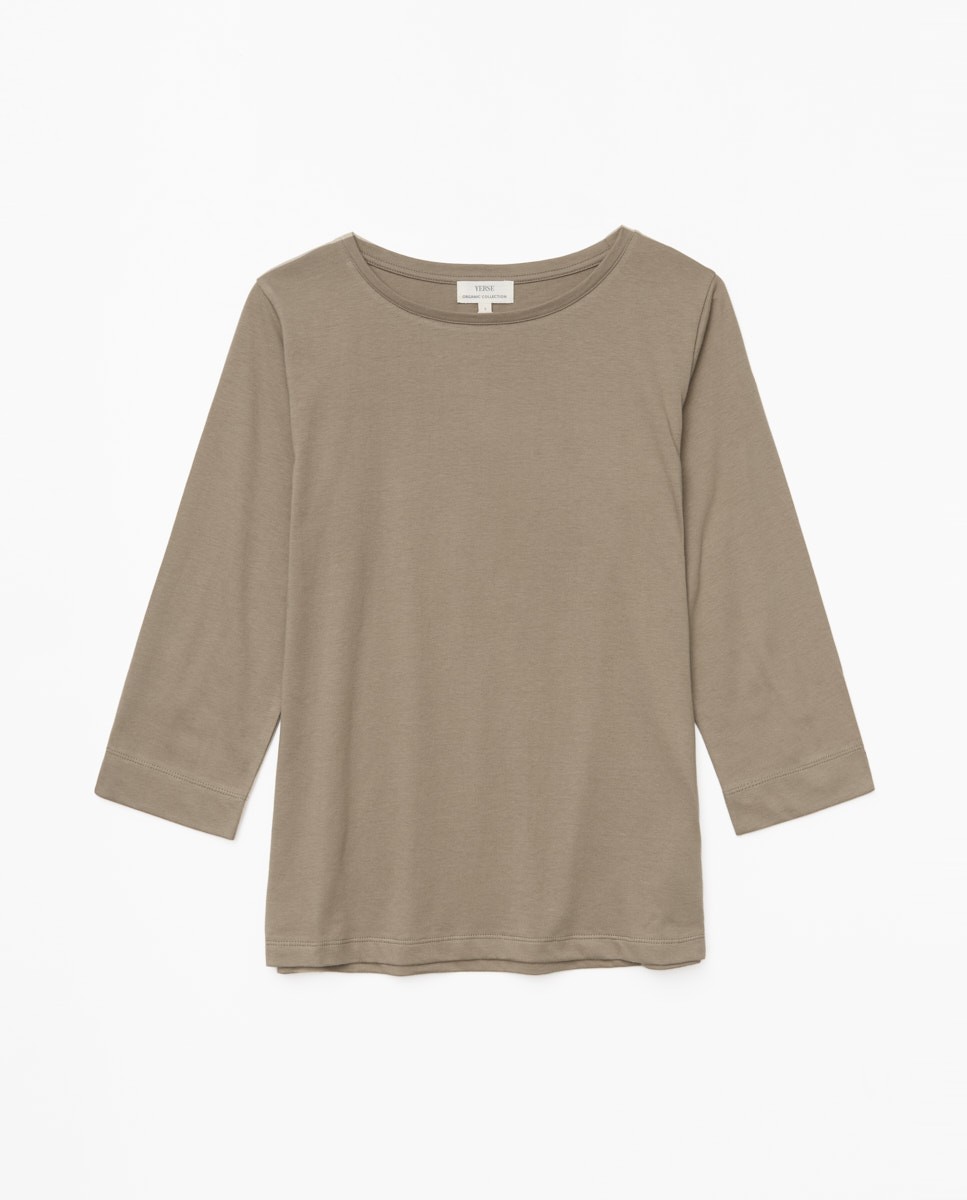 Camiseta básica 3/4 caqui 4