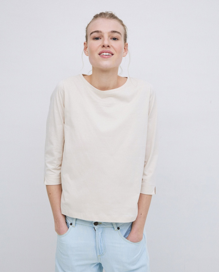 Camiseta básica 3/4 beige