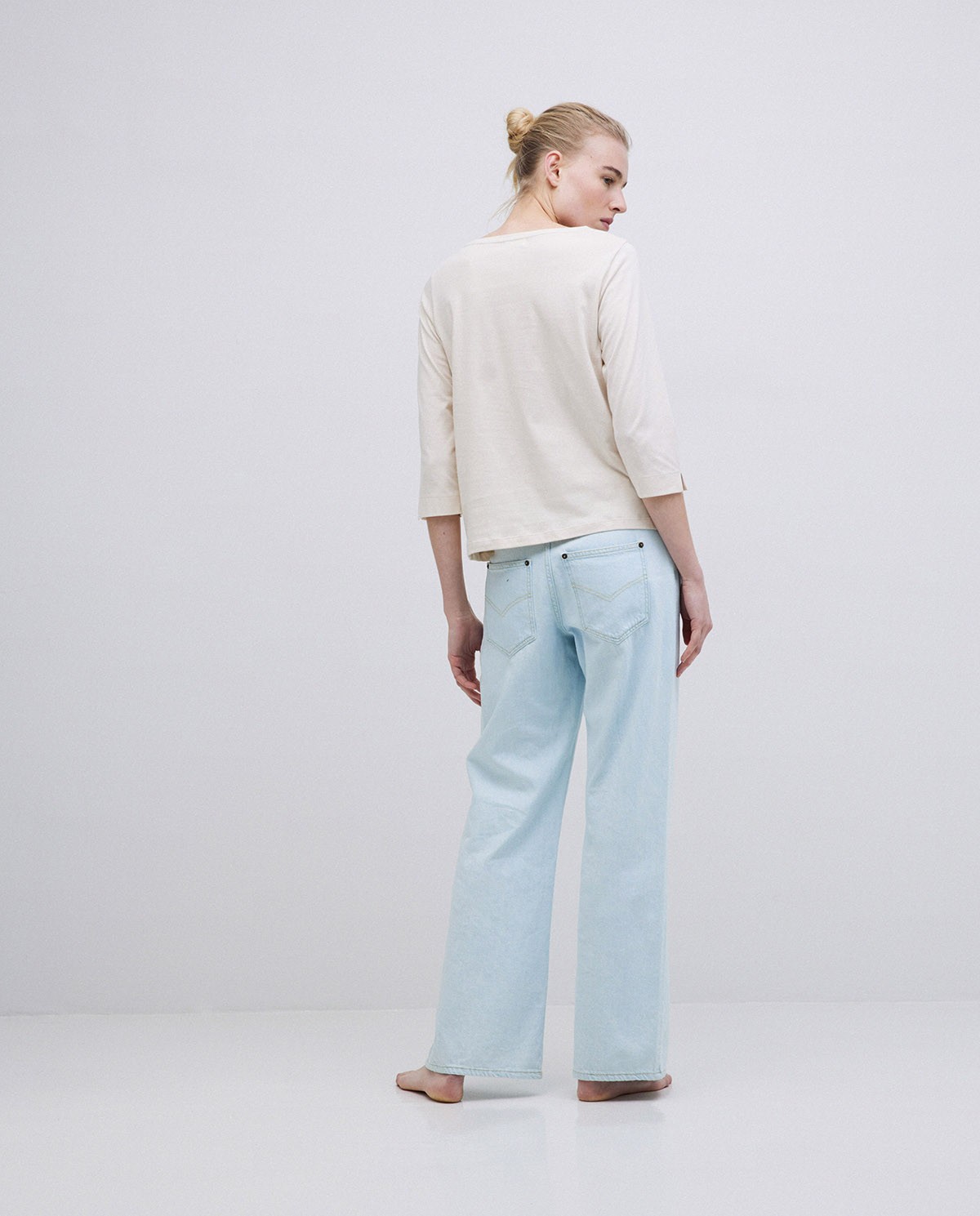 Camiseta básica 3/4 beige 4