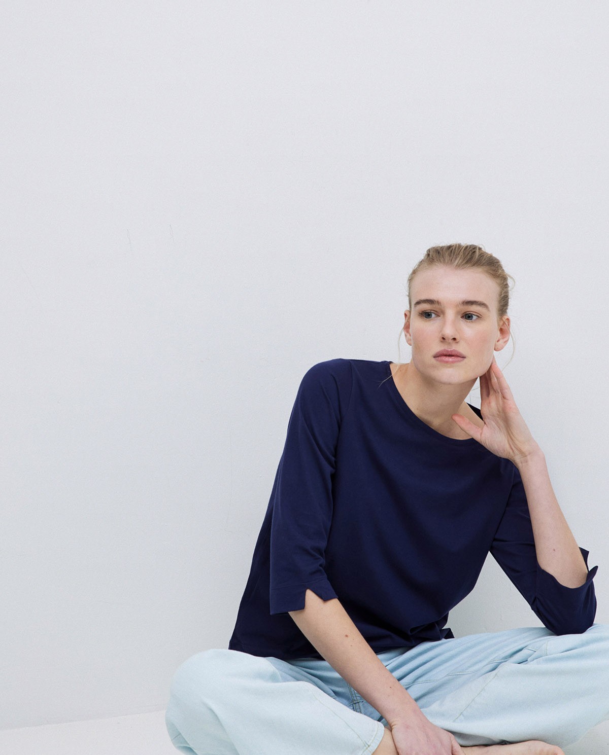 T-shirt basique 3/4 bleu foncé