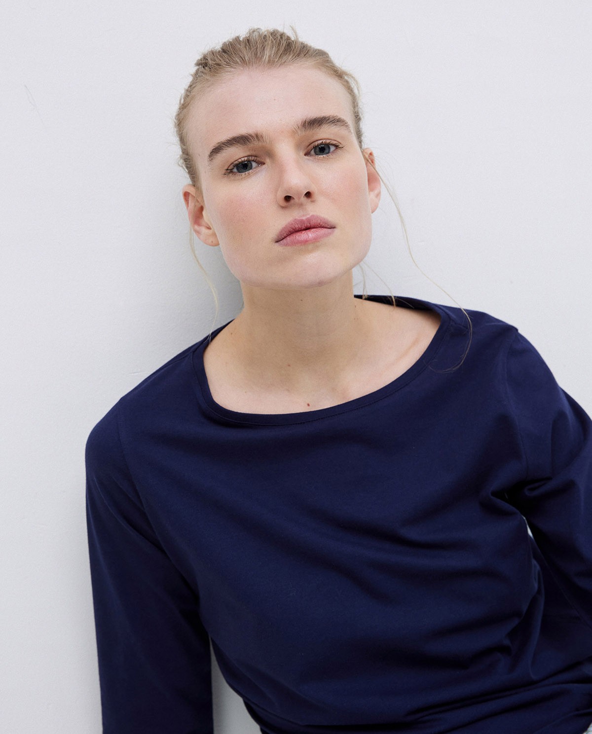 T-shirt basique 3/4 bleu foncé 1