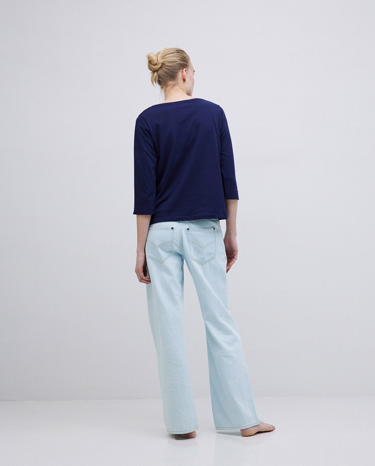 T-shirt basique 3/4 bleu foncé 4