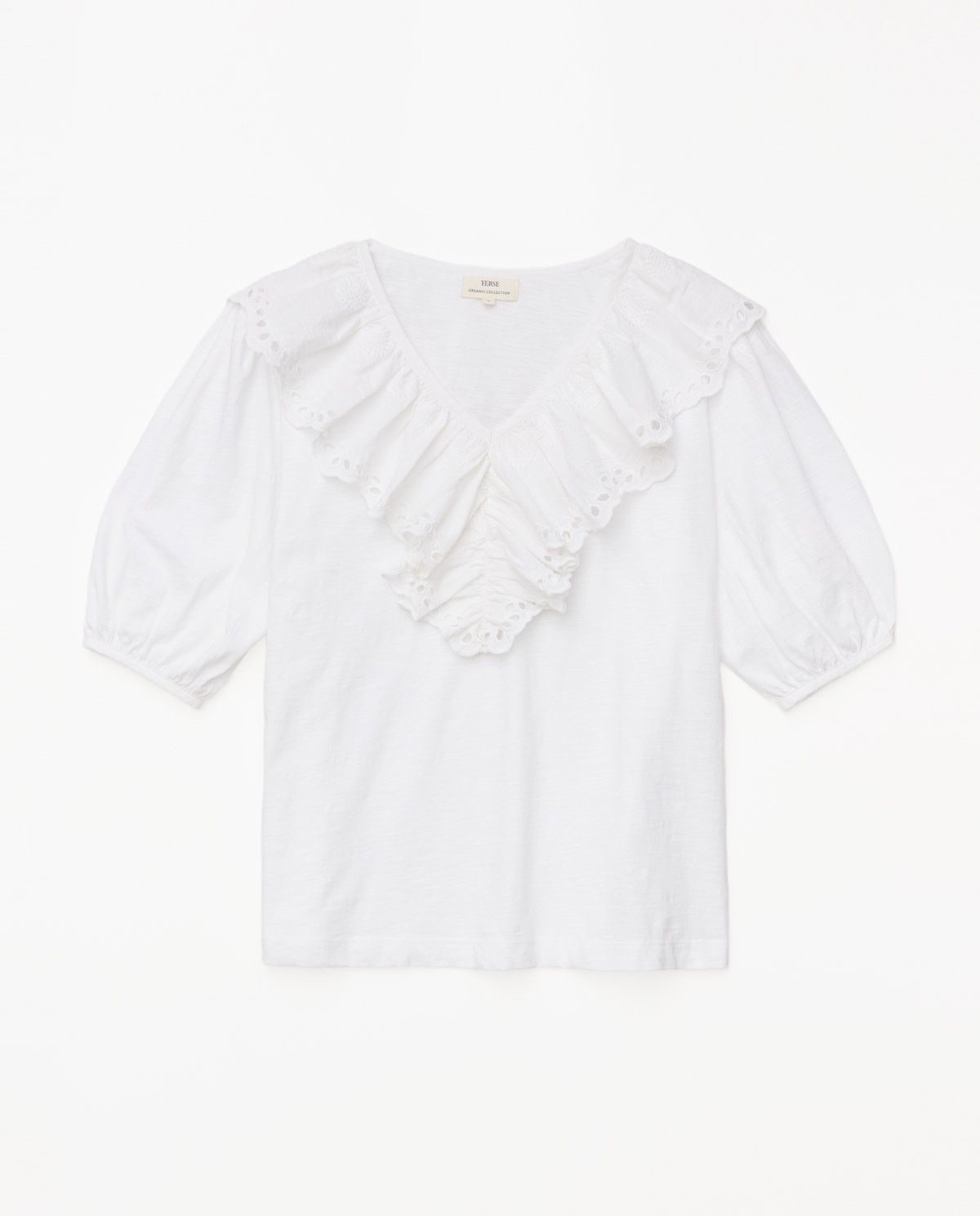 Camiseta volante con bordado blanco 5