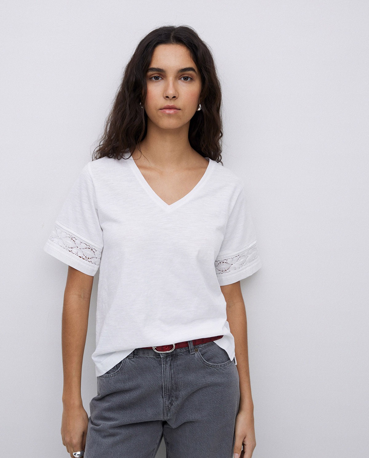 Camiseta puntillas blanco