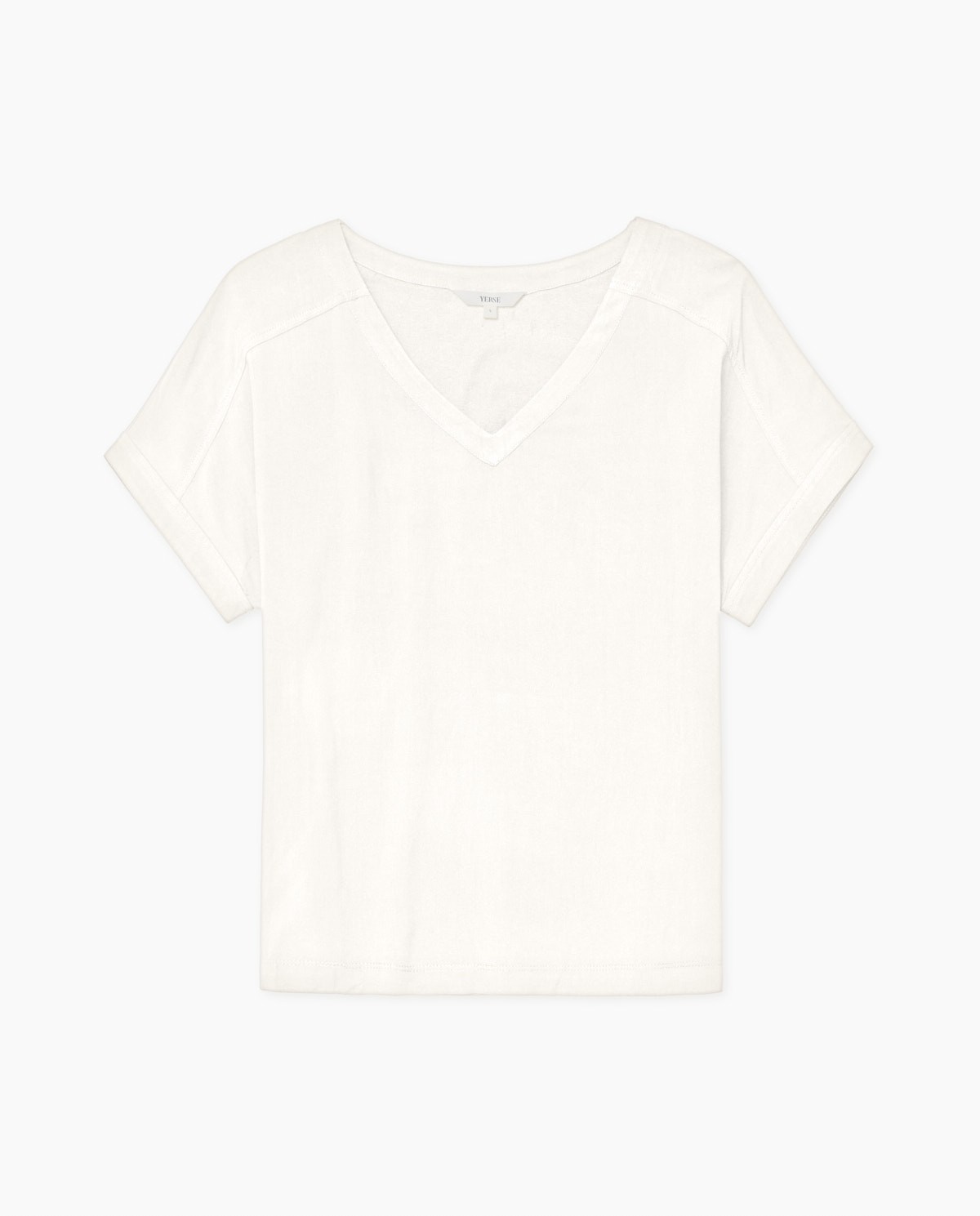 Camiseta bimateria escote pico crudo 6