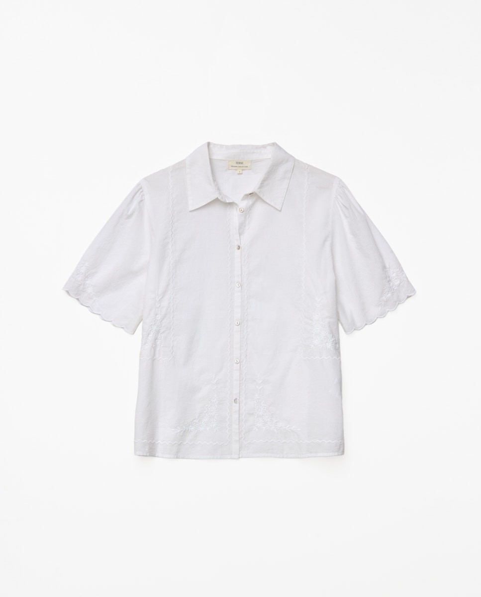 Camisa algodón bordados blanco 5