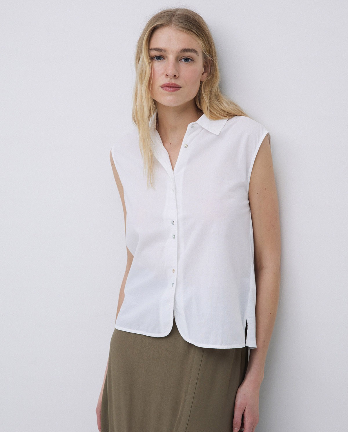 Camisa bimateria voile blanco 3