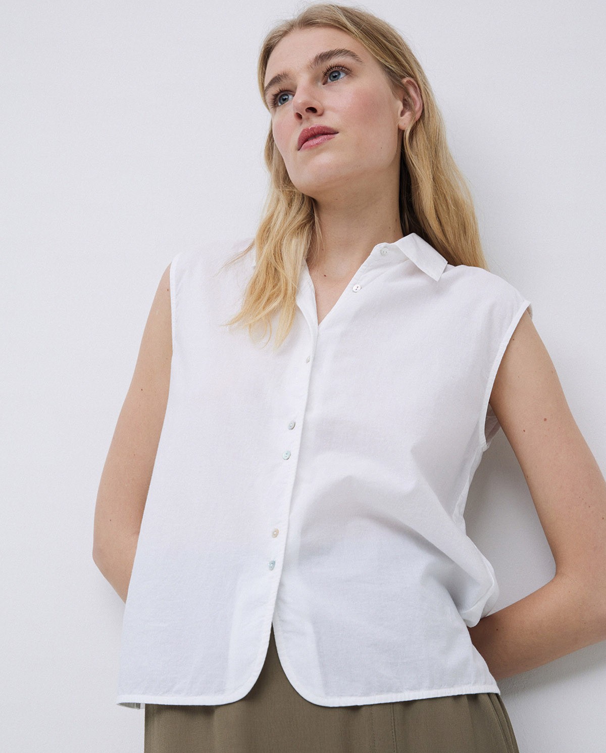Camisa bimateria voile blanco