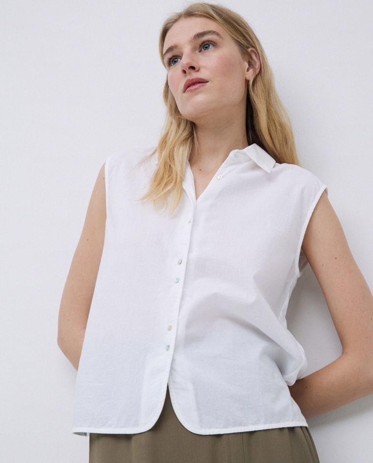 Camisa bimateria voile blanco - Camisa bimateria