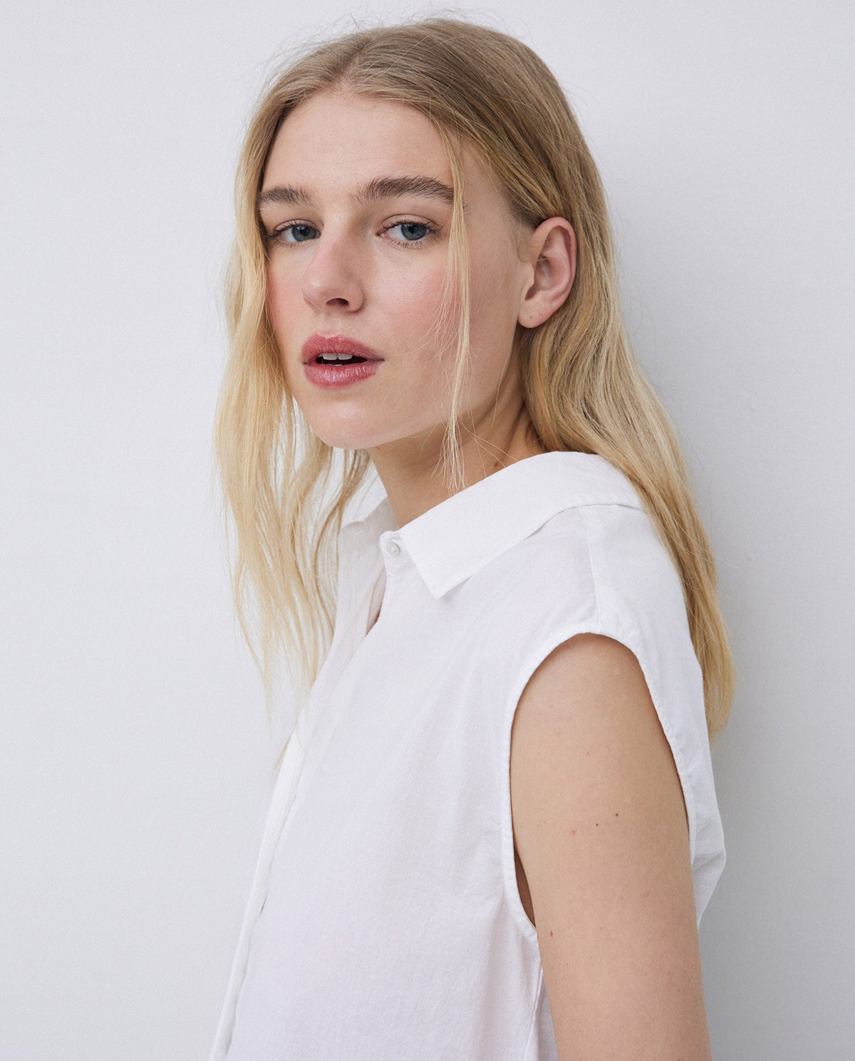 Camisa bimateria voile blanco 1