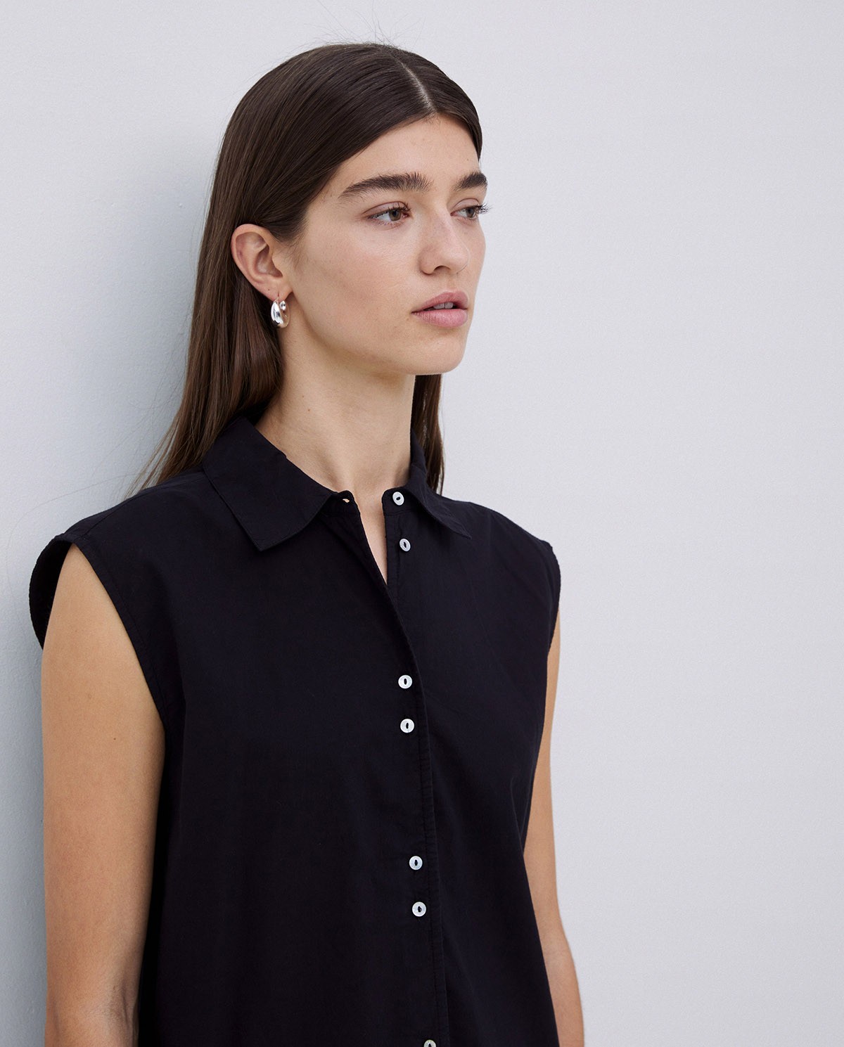 Chemise bi-matière voile noir 1